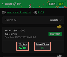 Start auto-copy betting